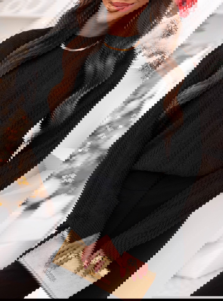 Czarny sweter z guzikami po boku Eudenia