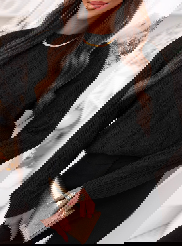 Czarny sweter z guzikami po boku Eudenia