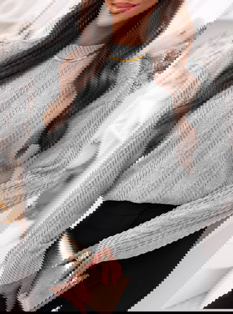 Szary sweter z guzikami po boku Eudenia