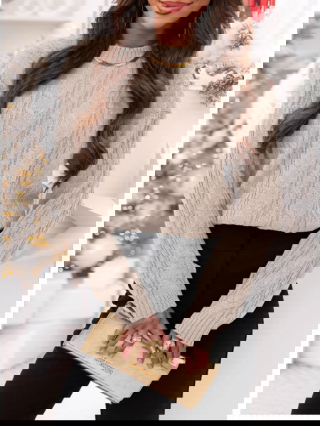 Beżowy sweter z guzikami po... 2