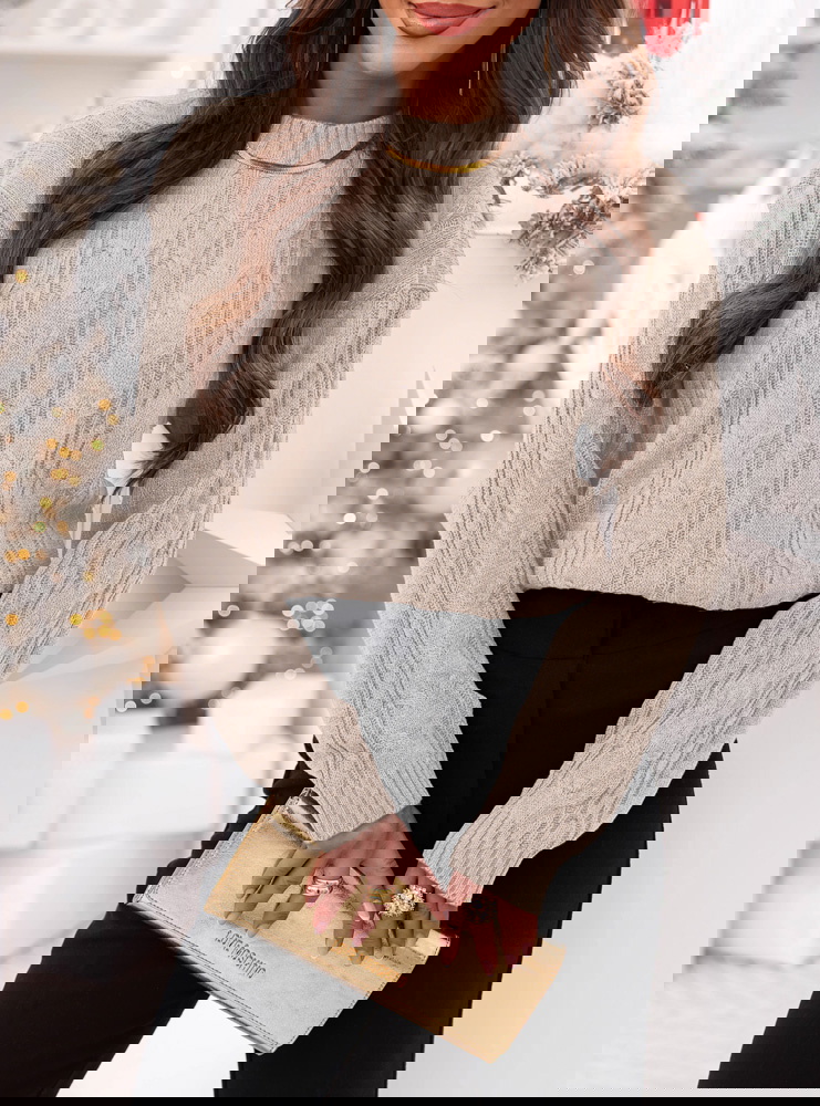 Beżowy sweter z guzikami po boku Eudenia