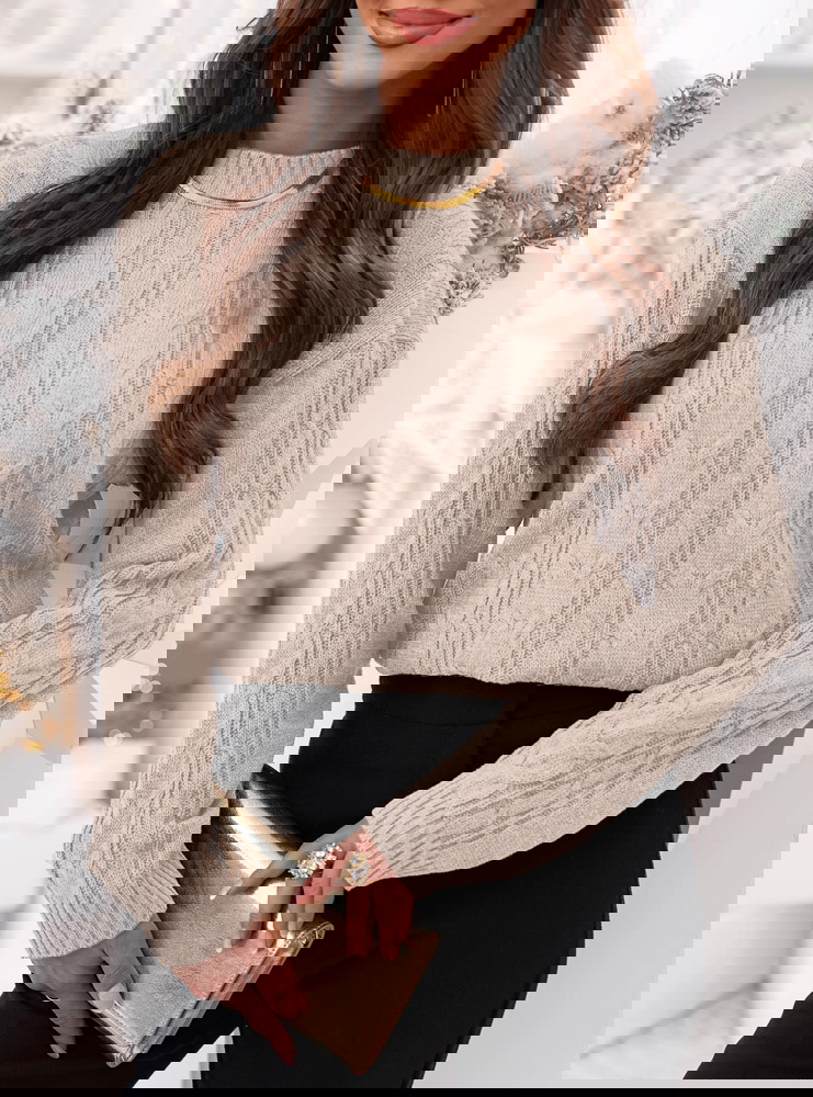 Beżowy sweter z guzikami po boku Eudenia