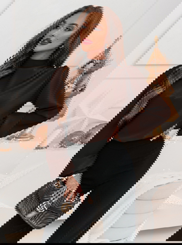 Czekoladowa elegancka bluzka z...