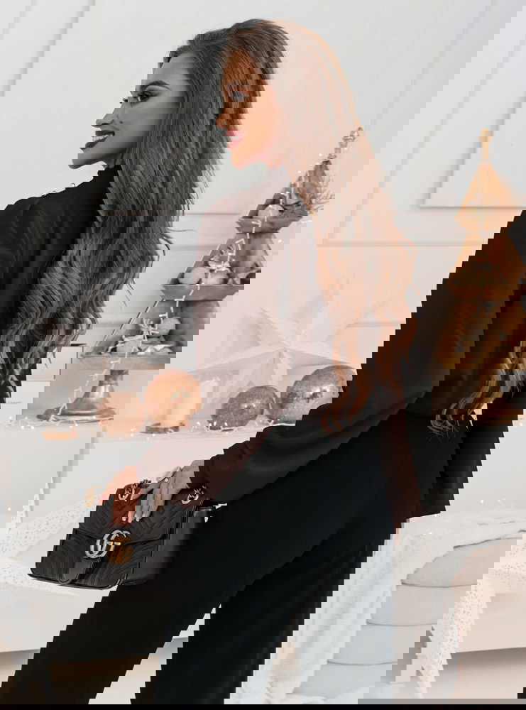 Czekoladowa elegancka bluzka z...