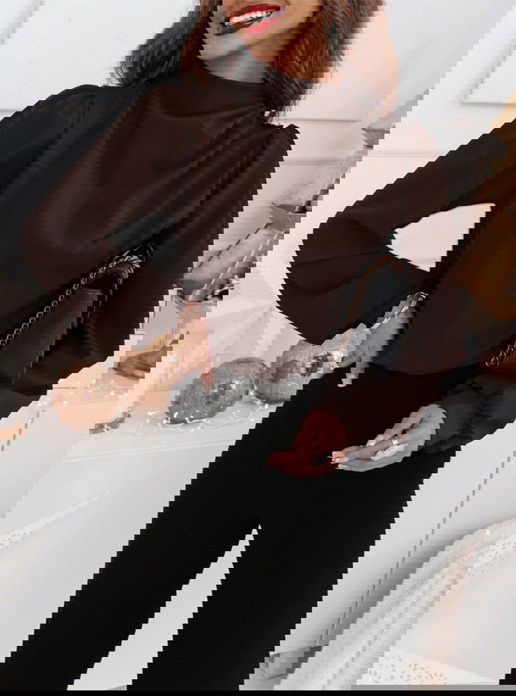 Czekoladowa elegancka bluzka z...