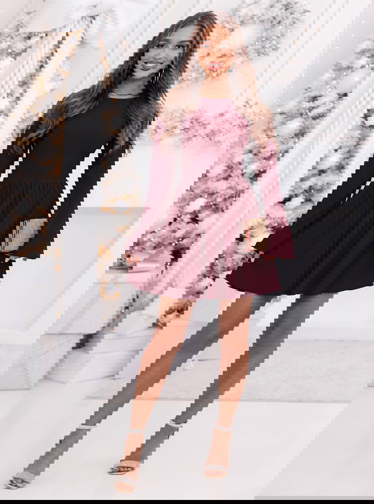 Bordowa rozkloszowana świąteczna...