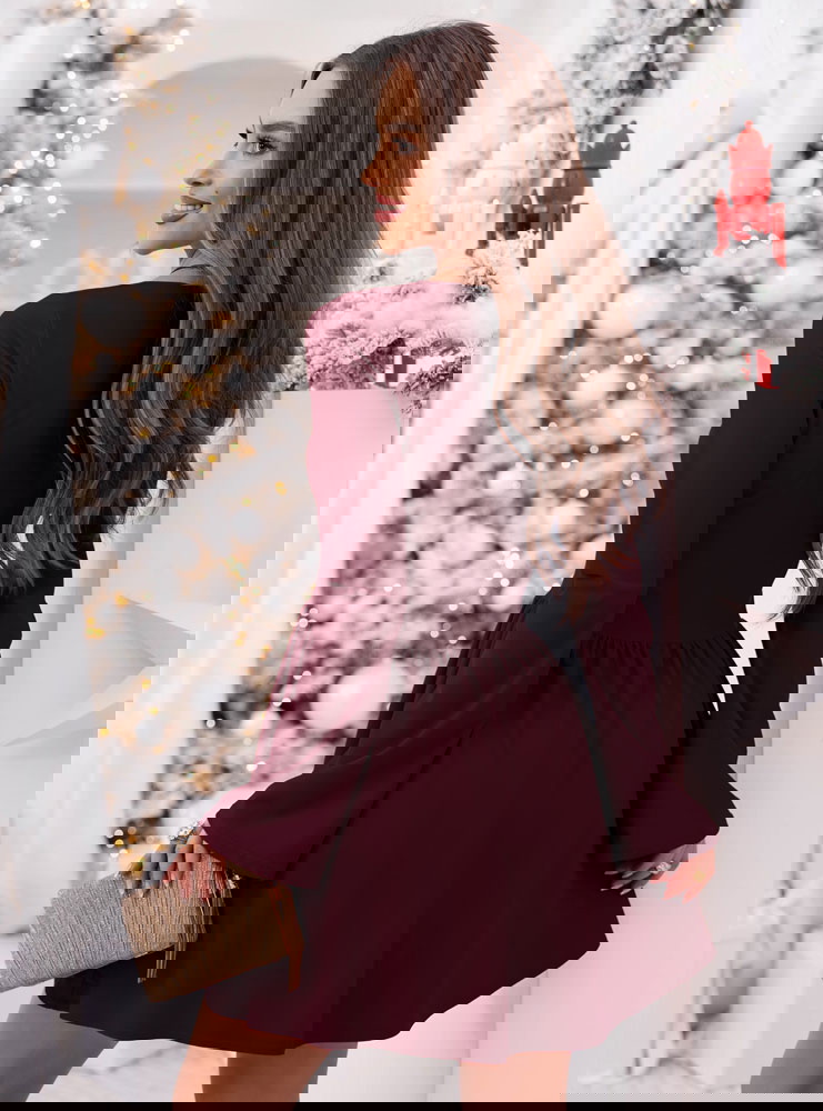 Bordowa rozkloszowana świąteczna...