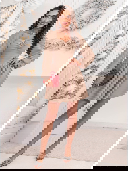 Beżowa świąteczna sukienka... 2