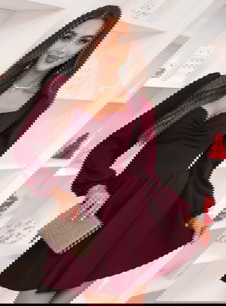 Bordowa świąteczna sukienka z...