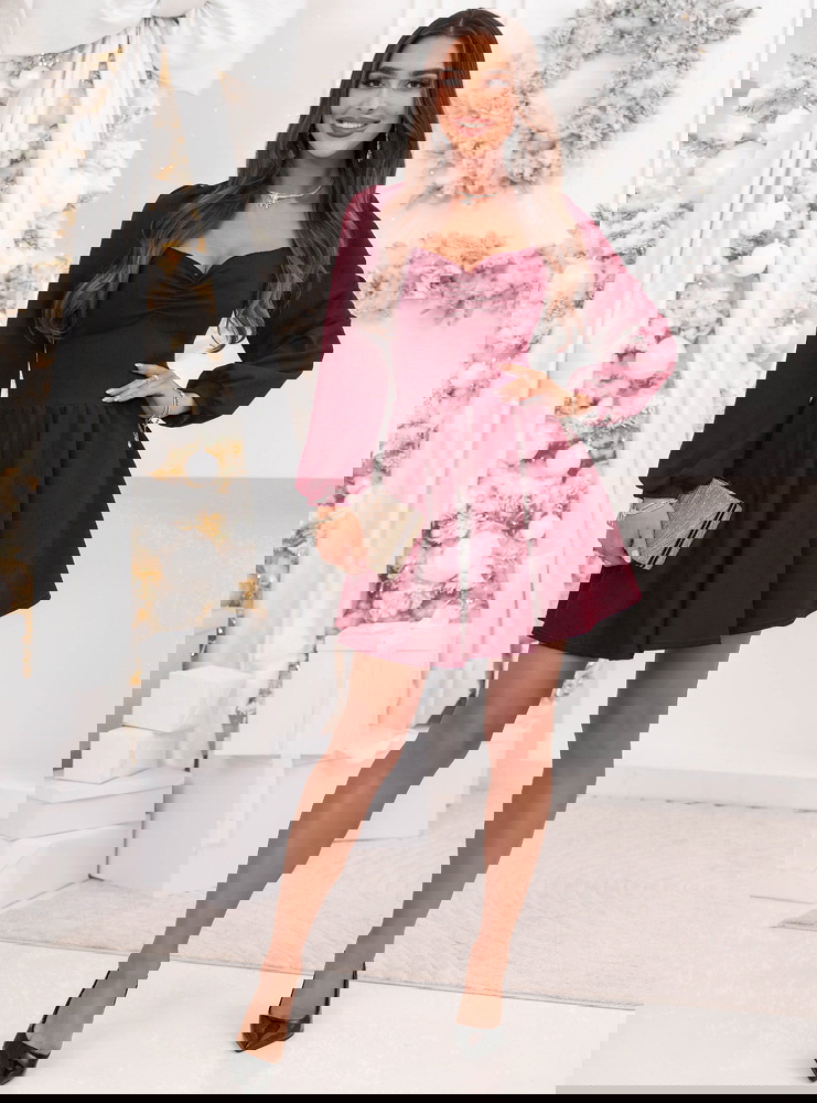 Bordowa świąteczna sukienka z...