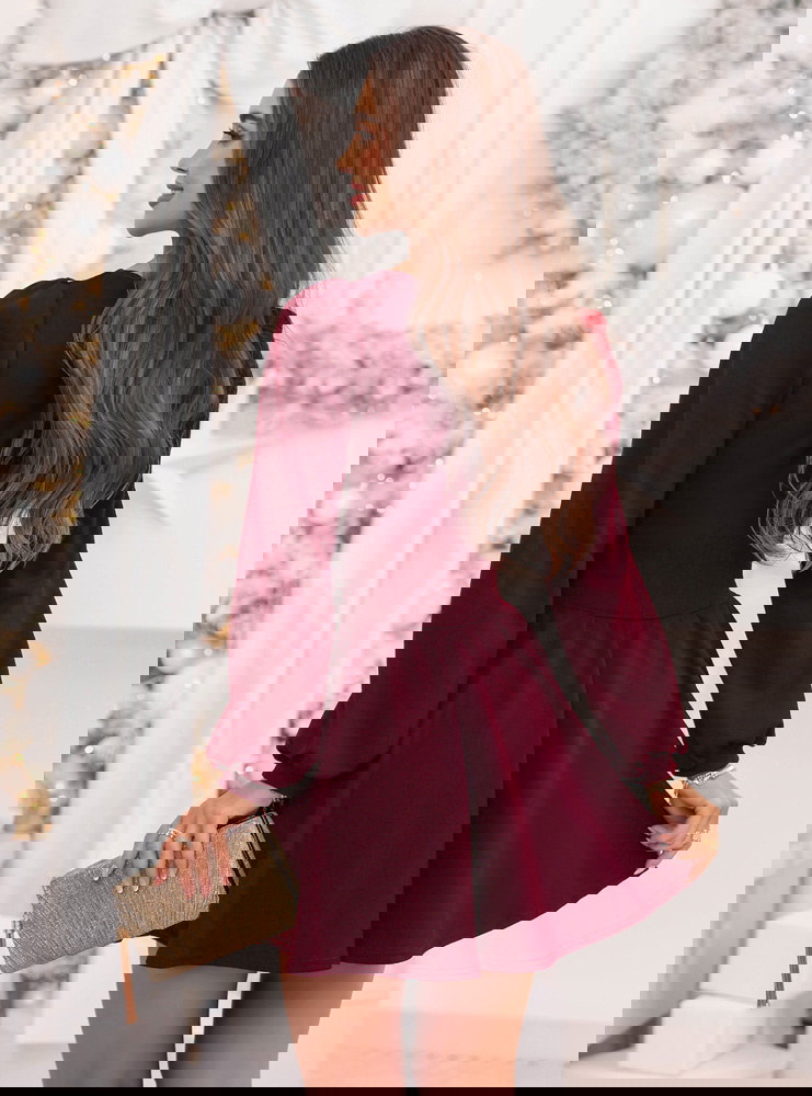 Bordowa świąteczna sukienka z...