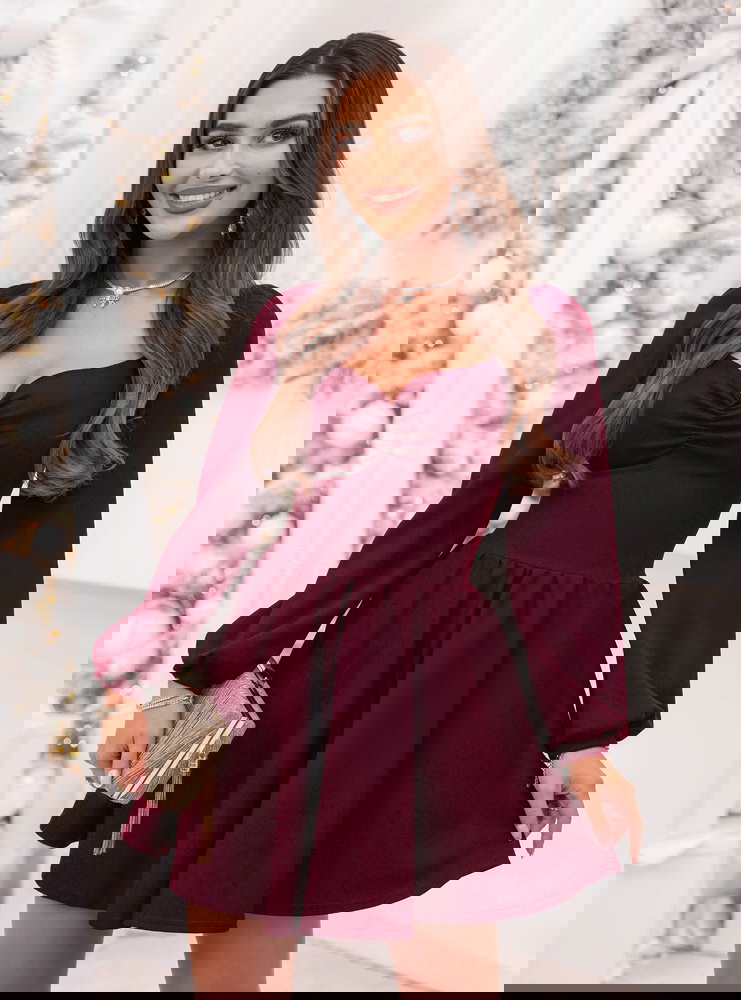 Bordowa świąteczna sukienka z...