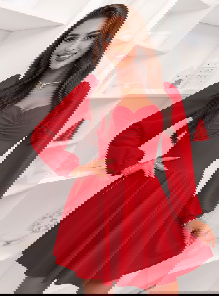 Malinowa świąteczna sukienka z...