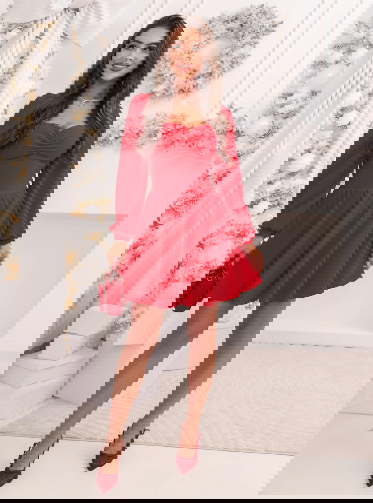 Malinowa świąteczna sukienka z...