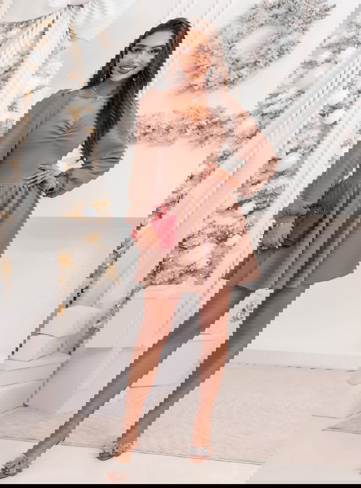 Świąteczna sukienka z marszczeniem na...