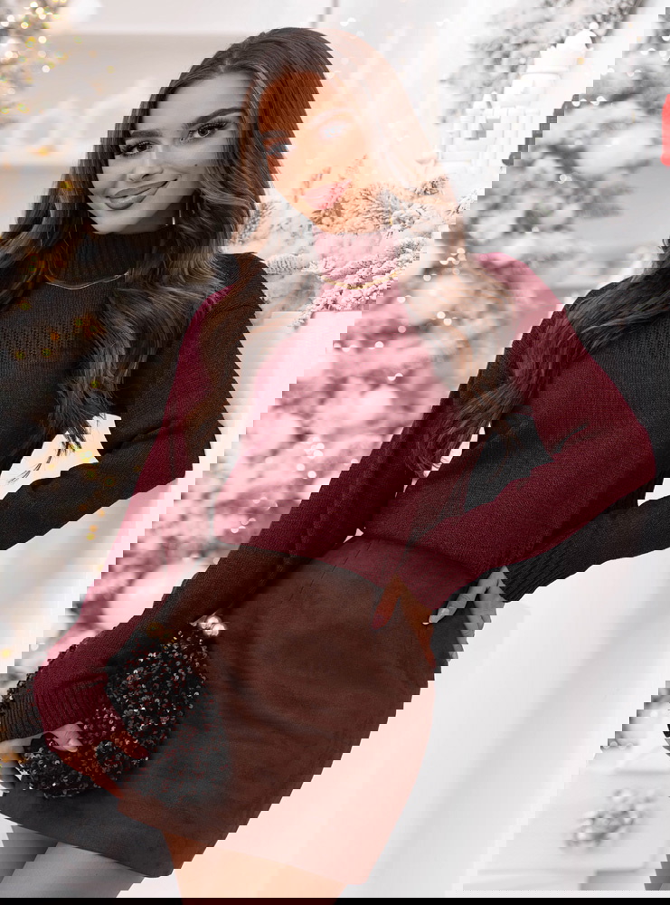 Bordowy sweter z półgolfem Philicia