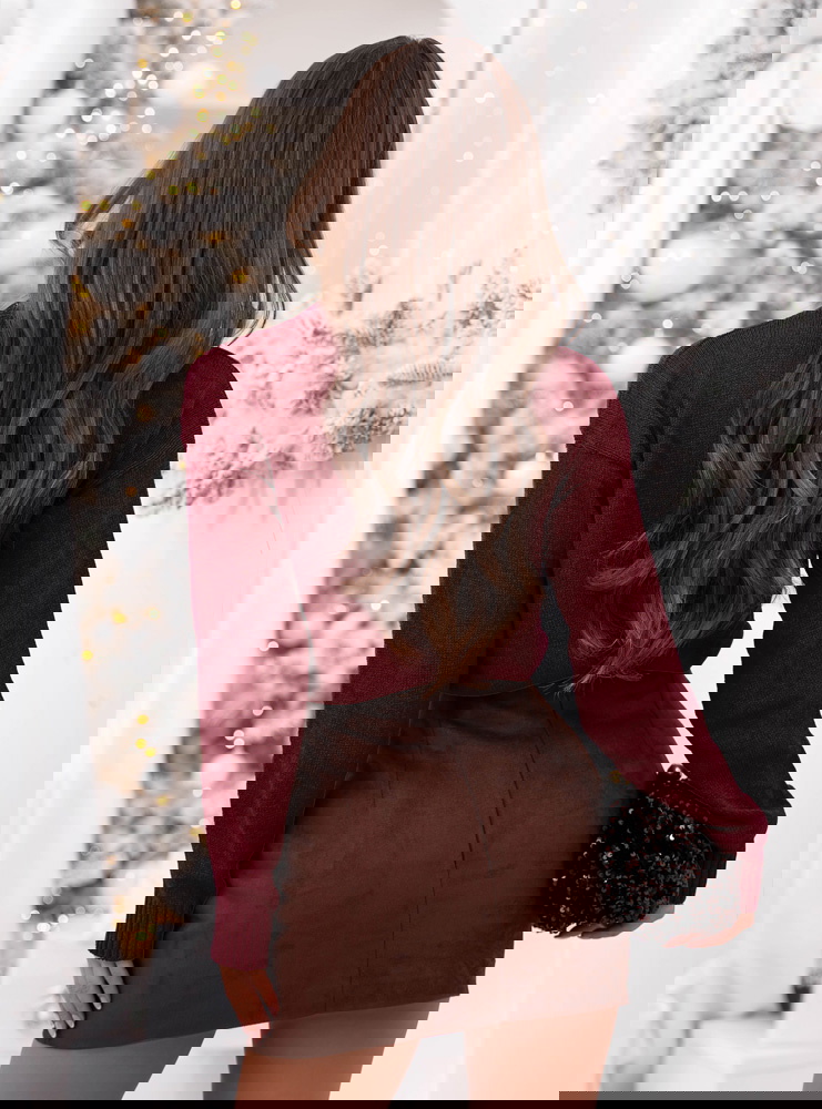 Bordowy sweter z półgolfem Philicia