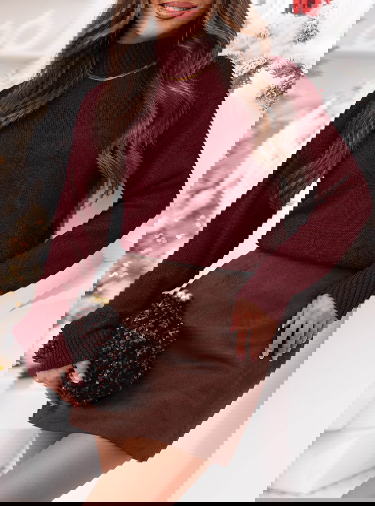 Bordowy sweter z półgolfem Philicia