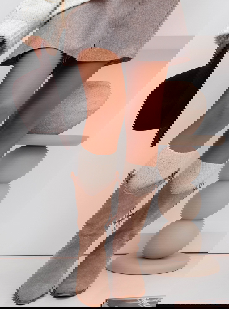 Podkolanówki prążkowane Russanna - ecru