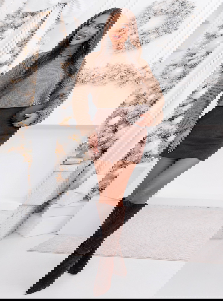 Sweter z półgolfem Ondrea - mocha mousse