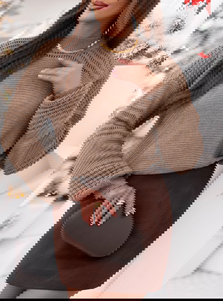 Sweter z półgolfem Ondrea - mocha mousse