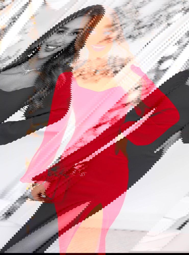 Malinowa sukienka świąteczna z...