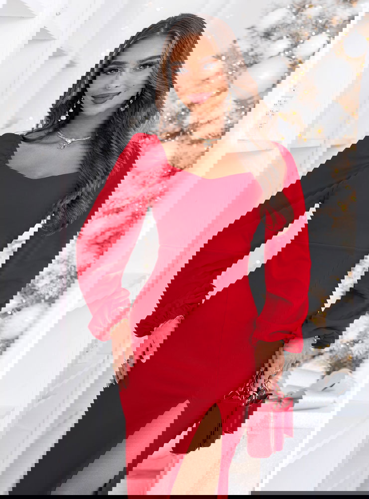 Malinowa sukienka świąteczna z...