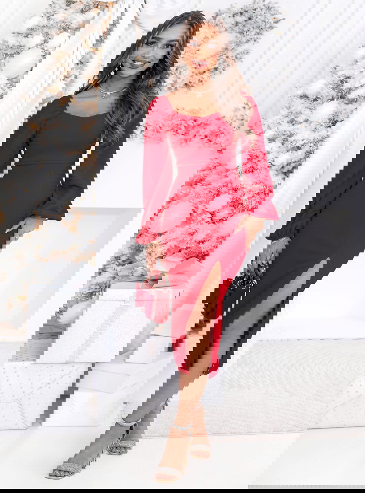 Malinowa sukienka świąteczna z...