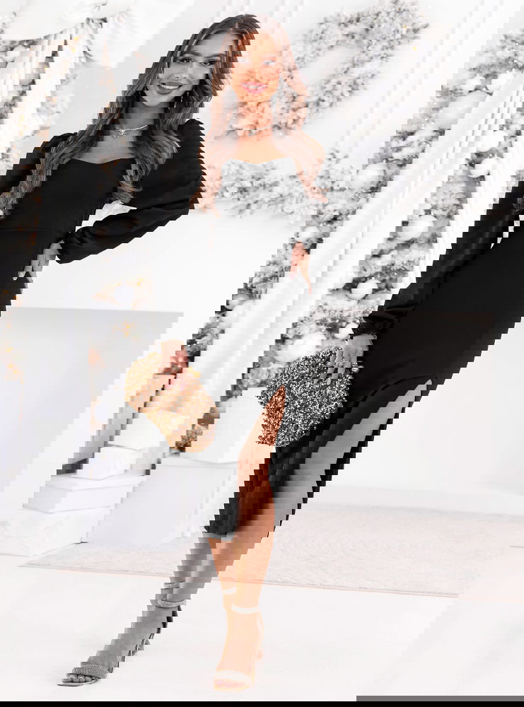 Czarna sukienka świąteczna z...