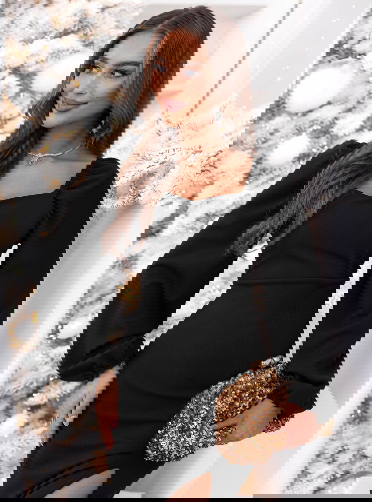 Czarna sukienka świąteczna z...