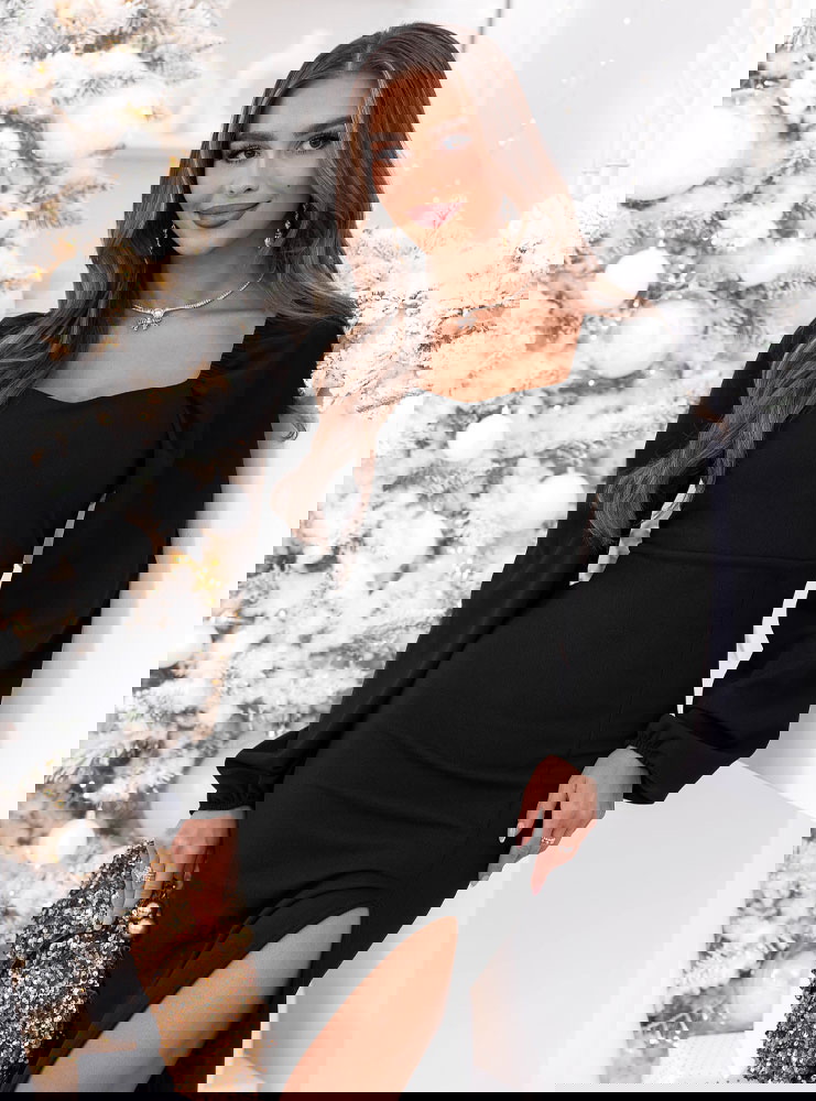 Czarna sukienka świąteczna z...