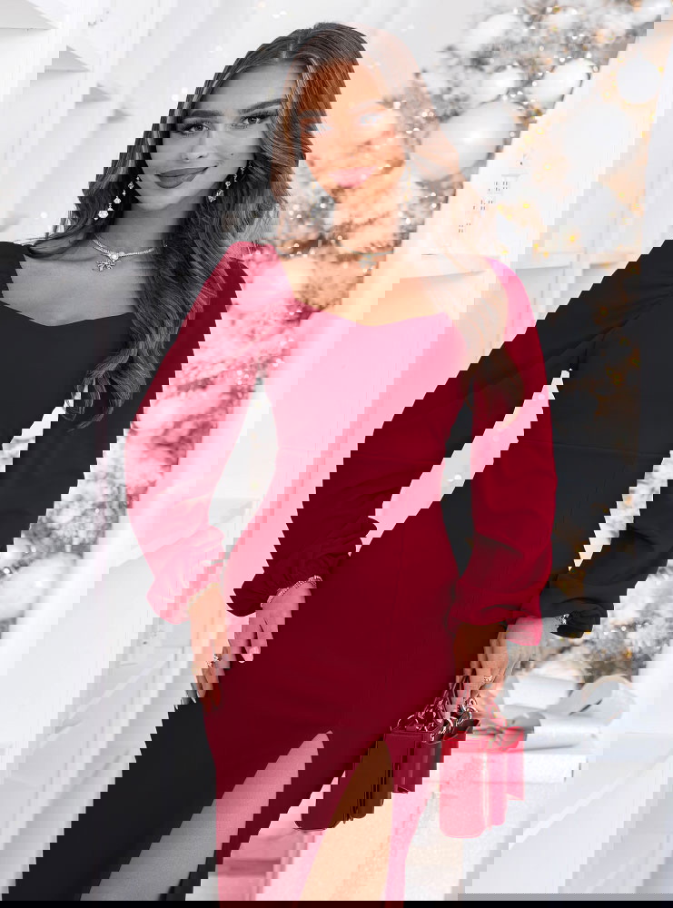 Bordowa sukienka świąteczna z...