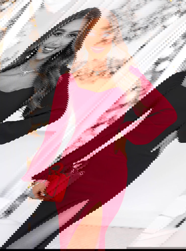 Bordowa sukienka świąteczna z...