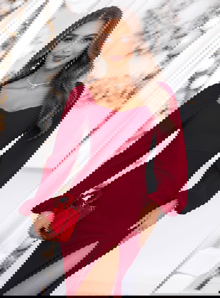 Bordowa sukienka świąteczna z...