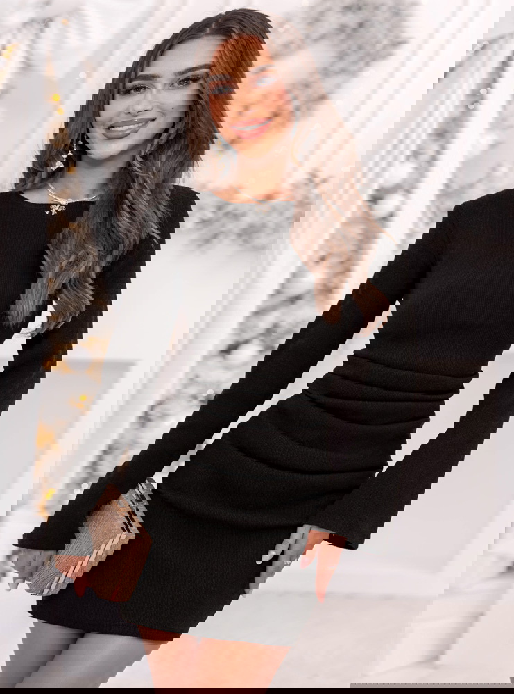 Czarna prążkowana sukienka mini na...