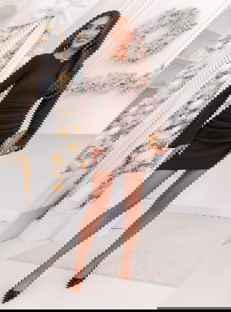 Czekoladowa prążkowana sukienka mini...