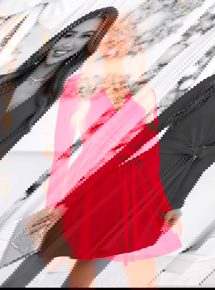 Malinowa sukienka na święta z...