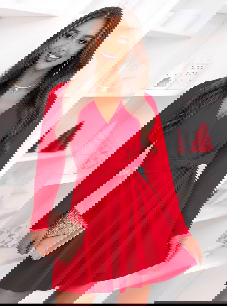 Malinowa sukienka na święta z...