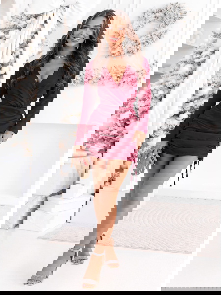 Bordowa satynowa sukienka... 2