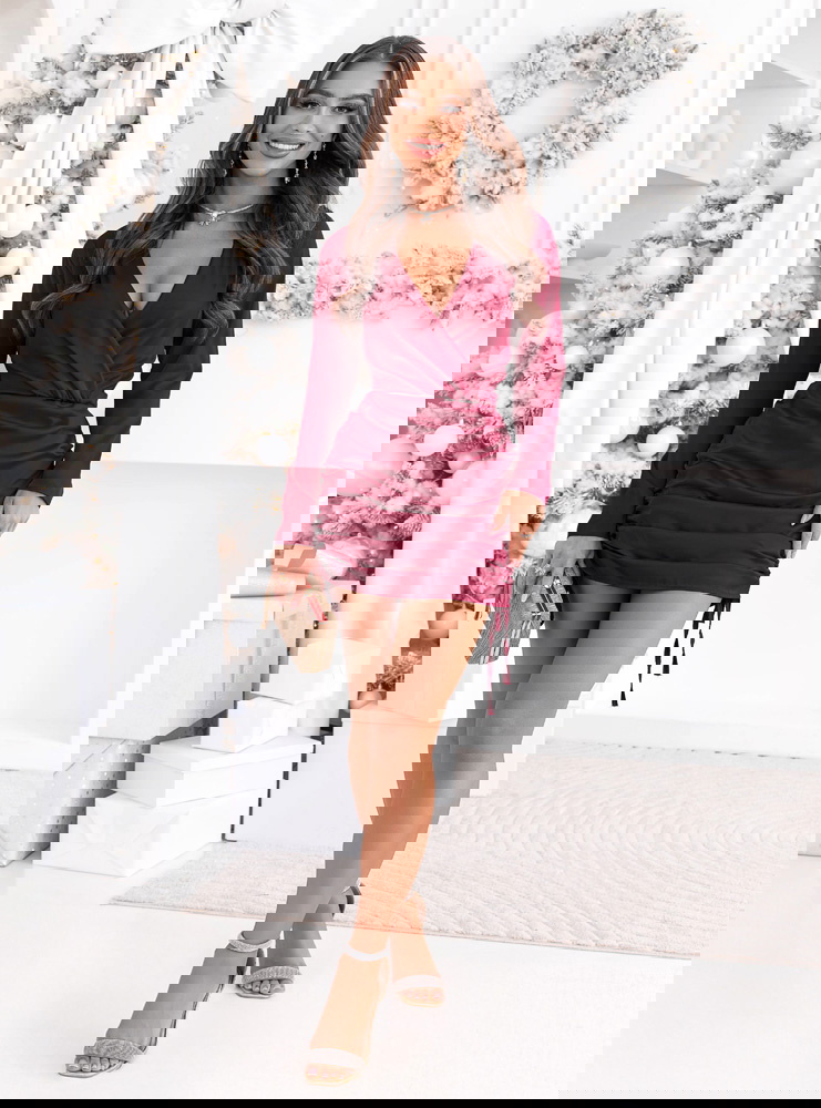 Bordowa satynowa sukienka na święta...