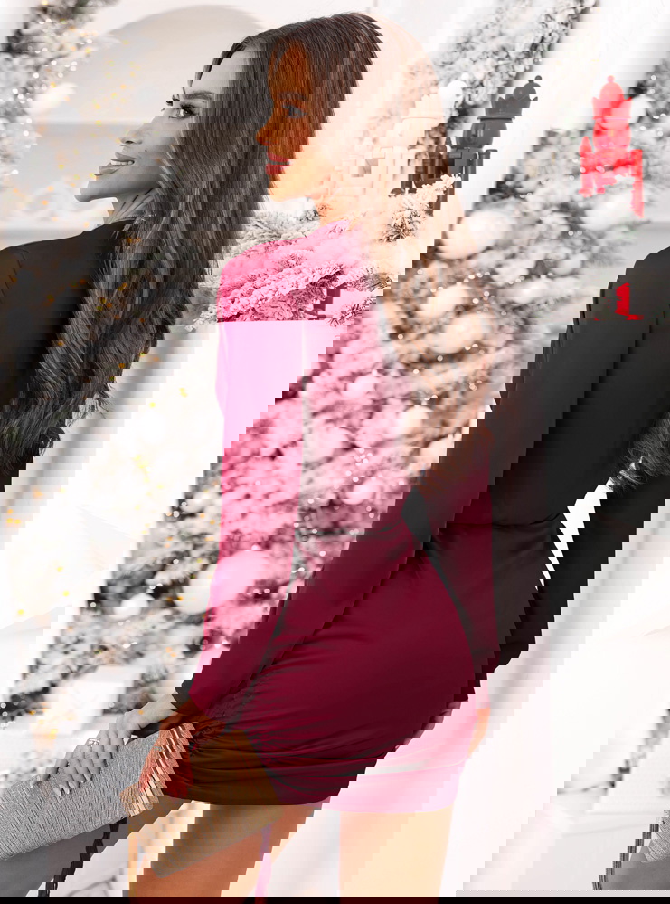 Bordowa satynowa sukienka na święta...