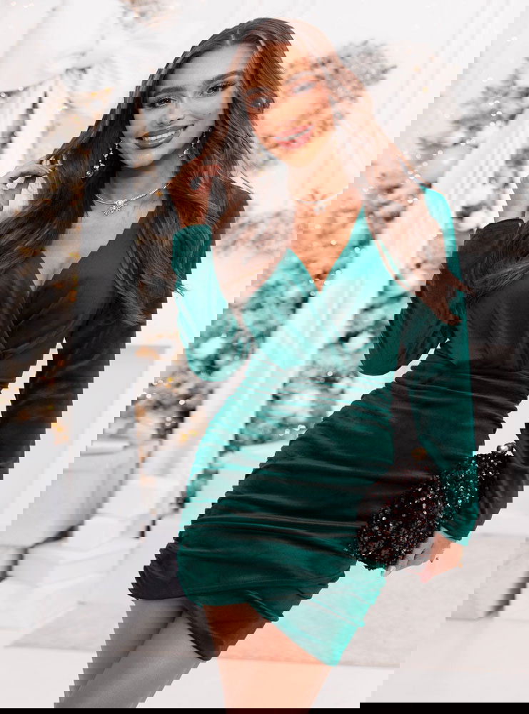 Welurowa świąteczna sukienka z...