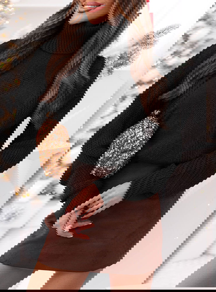 Czarny sweter z golfem Evilou