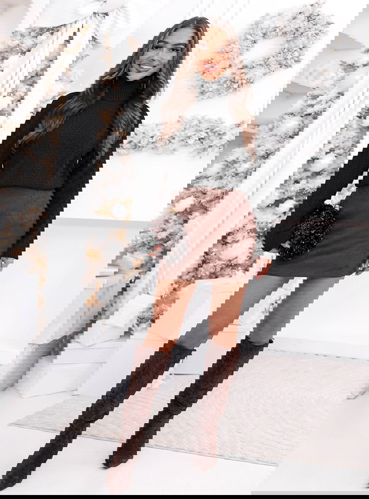 Czarny długi sweter z golfem Mirate