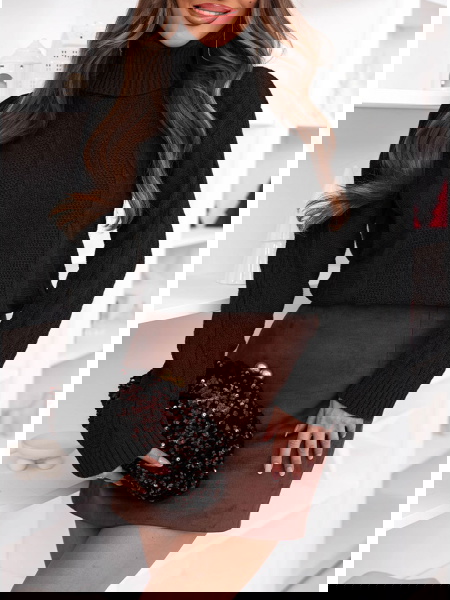 Czarny długi sweter z...