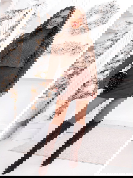 Czekoladowy długi sweter z... 2