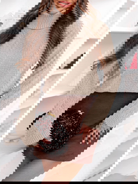 Beżowy długi sweter z... 2