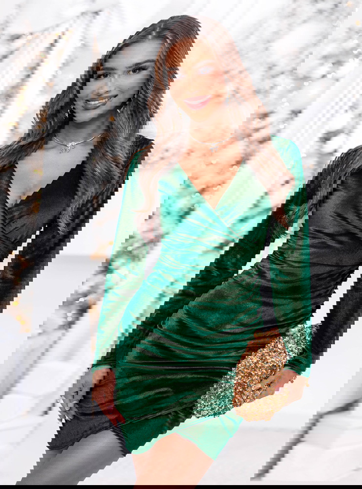 Welurowa świąteczna sukienka z...