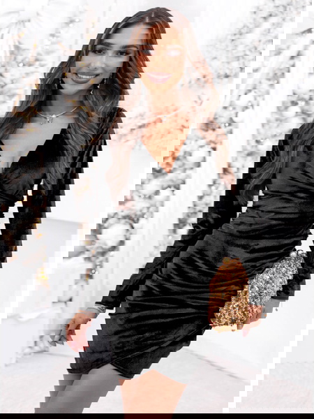 Czarna welurowa świąteczna...