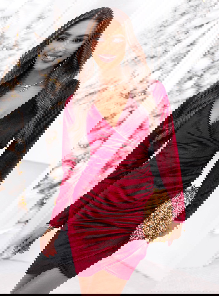 Bordowa welurowa świąteczna sukienka...